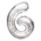 Silver Number 6 Balloon 14inch Silver Number 6 Balloon 14inch