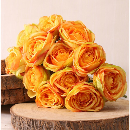 Tea Rose Bunch Yellow & Gold 40cm