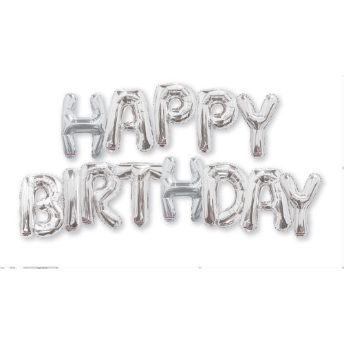 Balloon Bouquet Happy Birthday - Silver 