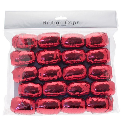 Metallic Red Ribbon Cops Bulk Pack Metallic Red Ribbon Cops Bulk Pack