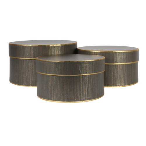 Set of 3 Grey Hat Boxes with Gold Trim - Discontinued