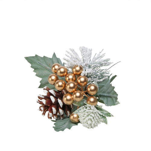 Snowy Gold Berry and Spruce Spray