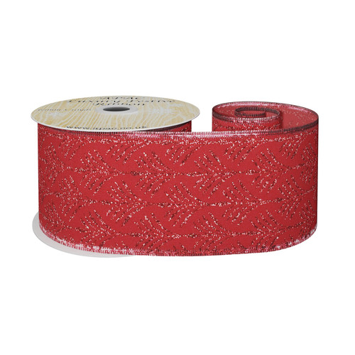 Red Glitter Palm Ribbon (63mm x 10yds) Red Glitter Palm Ribbon (63mm x 10yds)
