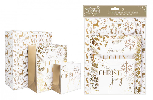 Gold Woodland Gift Bags (Pack Of 3) Gold Woodland Gift Bags (Pack Of 3)