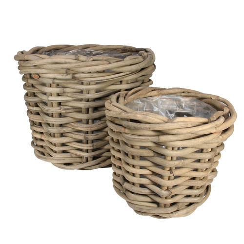 Natural Cane Cylinder Basket (Set of 2) Natural Cane Cylinder Basket (Set of 2)