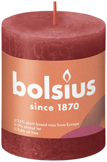 Delicate Red Bolsius Rustic Shine Pillar Candle (80 x 68mm) Delicate Red Bolsius Rustic Shine Pillar Candle (80 x 68mm)