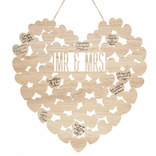Wooden Keepsake Heart Guest Book 