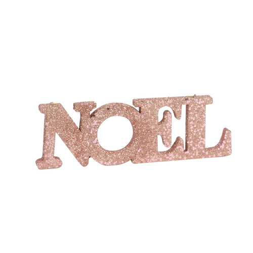 Rose Gold Glitter Noel Hanging Decoration (L25cm x H8.5cm) Rose Gold Glitter Noel Hanging Decoration (L25cm x H8.5cm)