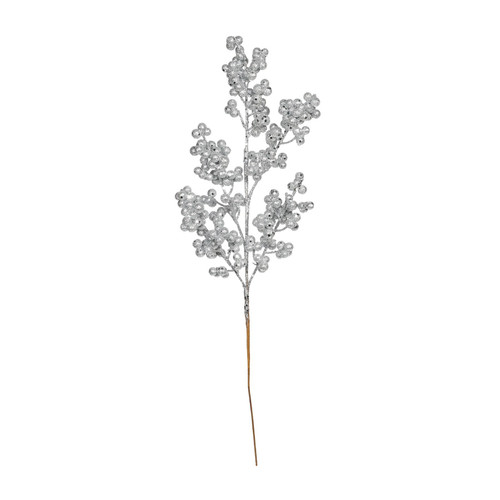 Silver Glitter Berry Stem (H47cm) Silver Glitter Berry Stem (H47cm)