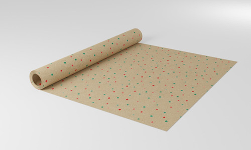 Nat Kraft Red/Green Dots Paper (50cmx100m) Nat Kraft Red/Green Dots Paper (50cmx100m)