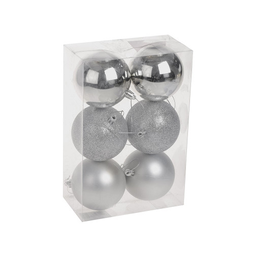 Silver Shatterproof Baubles (8cm) (6 pieces) Silver Shatterproof Baubles (8cm) (6 pieces)
