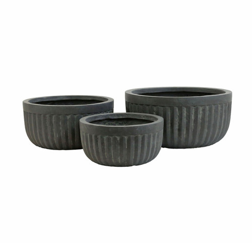 Set of 3 Charcoal Hortus Corrugated Bowls Set of 3 Charcoal Hortus Corrugated Bowls