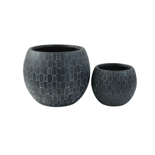 Set of 2 Dark Grey Hortus Matrix Planters Set of 2 Dark Grey Hortus Matrix Planters