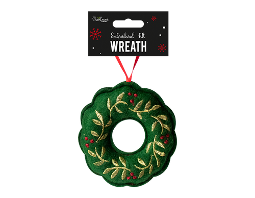 Embroidered Felt Wreath Decoration (10cm)