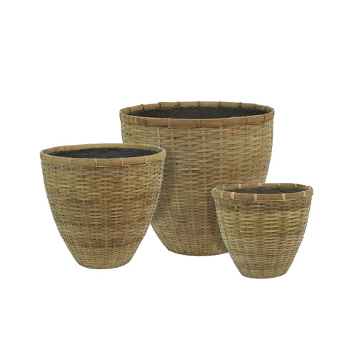 Hortus Classic Rounded Tapered Bamboo Planter - x 3 Hortus Classic Rounded Tapered Bamboo Planter - x 3