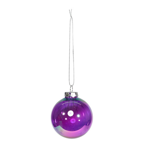 Box of 8 Iridescent Purple Baubles (6cm) Box of 8 Iridescent Purple Baubles (6cm)