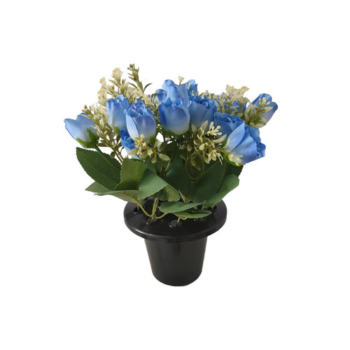 Essential Rose Mix Remembrance Grave Pot -Blue Essential Rose Mix Remembrance Grave Pot -Blue