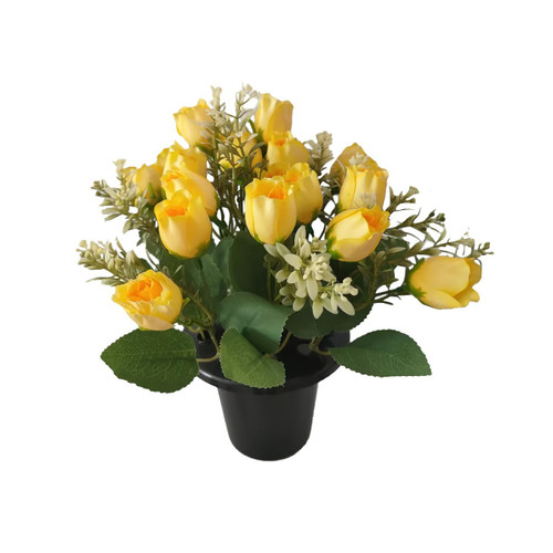 Essential Rose Mix Remembrance Grave Pot - Yellow Essential Rose Mix Remembrance Grave Pot - Yellow