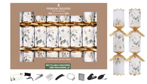 Pack of 8 Premium Winter Floral Crackers (12.5 Inch) Pack of 8 Premium Winter Floral Crackers (12.5 Inch)