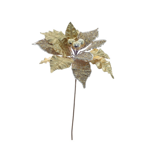 Single Poinsettia Head- Gold (33cm) Single Poinsettia Head- Gold (33cm)