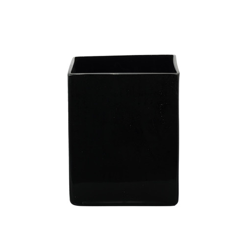 Black Gloss Cube Glass Vase (12cm) Black Gloss Cube Glass Vase (12cm)