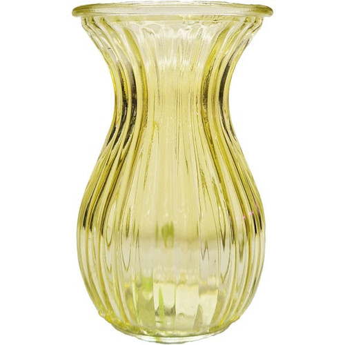 Yellow Harper Fluted & Flared??Glass Vase (14cm)