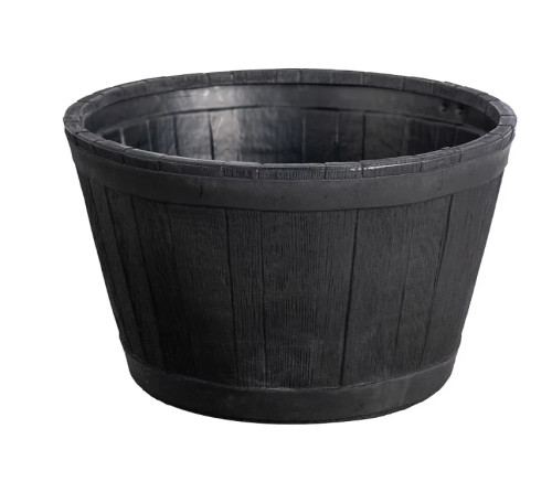 Black Oakwood Barrel Planter (49cm)