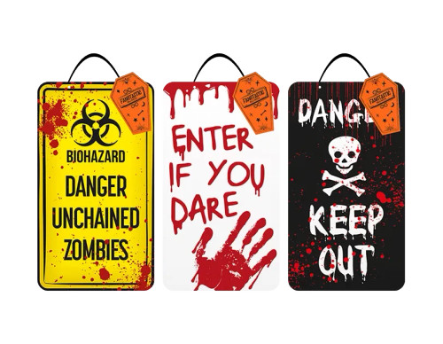 Halloween Warning Plaque (Assorted)