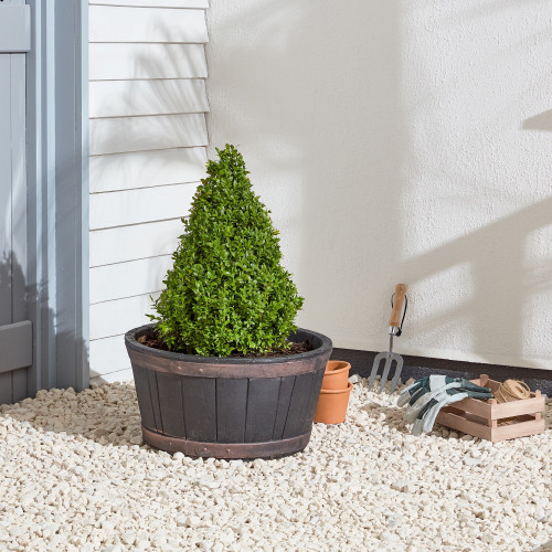 Black Oakwood Barrel Planter