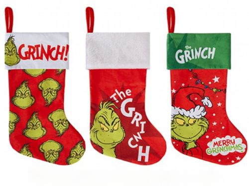 Grinch Fleece Stocking  (Assorted Designs) Grinch Fleece Stocking  (Assorted Designs)