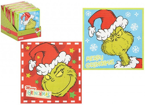 Grinch Napkins (Pack of 12) (Assorted Designs)
