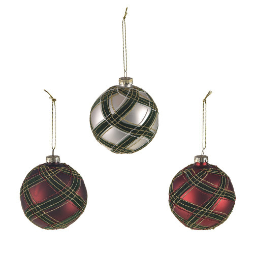 Tartan Glass Baubles (Assorted Designs) Tartan Glass Baubles (Assorted Designs)