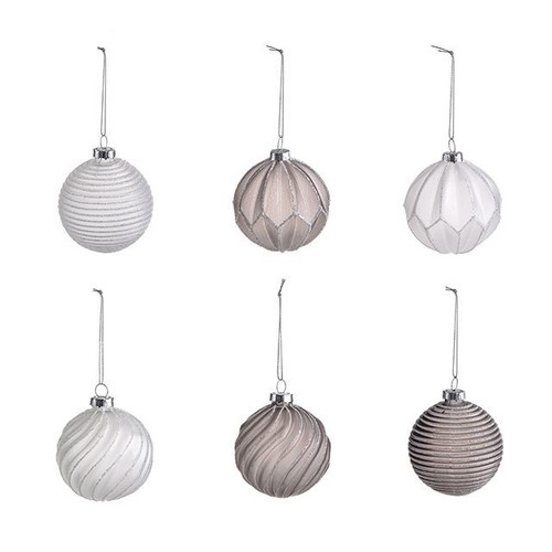 Frosted Glass Baubles (Assorted Designs) Frosted Glass Baubles (Assorted Designs)