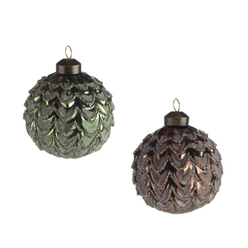 Textured Glass Bauble (8cm) (Assorted Designs) Textured Glass Bauble (8cm) (Assorted Designs)