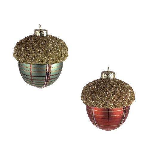 Tartan Acorn Glass Bauble (10.5cm) (Assorted Design) Tartan Acorn Glass Bauble (10.5cm) (Assorted Design)