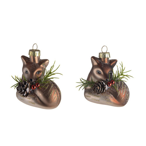 Resting Fox Glass Ornament (Assorted Designs) Resting Fox Glass Ornament (Assorted Designs)