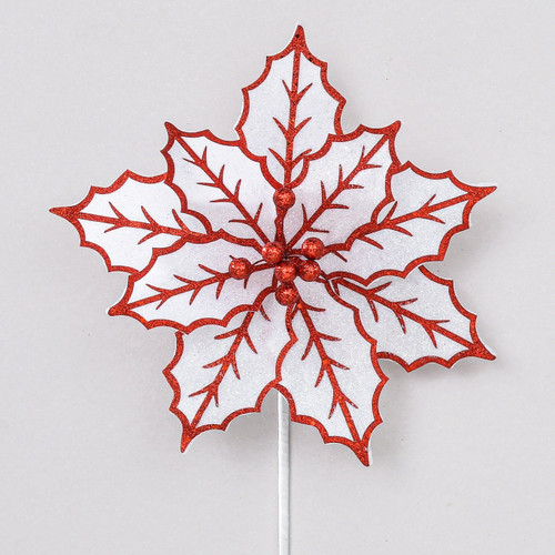 Red/White Glitter Poinsettia (56cm) Red/White Glitter Poinsettia (56cm)