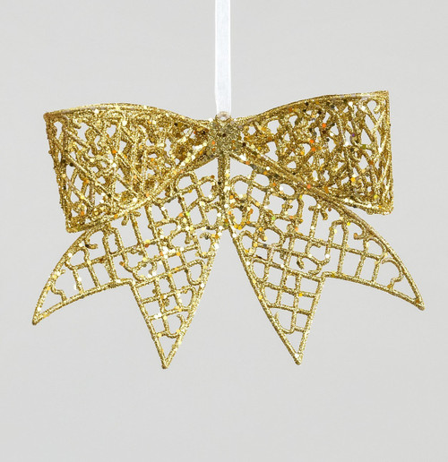 Gold Glitter Bow Hanging Decoration (20cm) Gold Glitter Bow Hanging Decoration (20cm)
