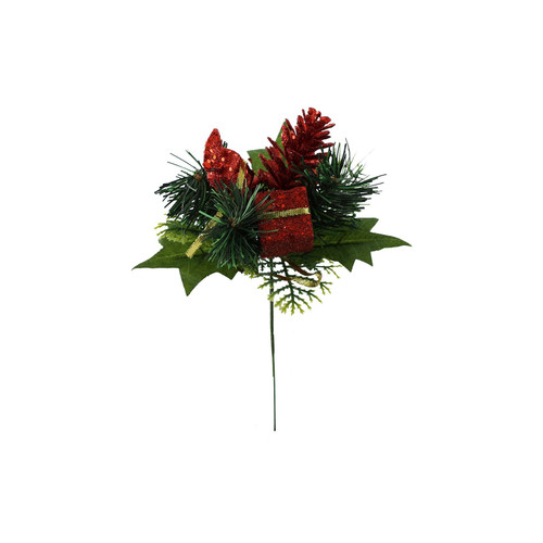 Red Present & Pinecone Pick (20cm) Red Present & Pinecone Pick (20cm)