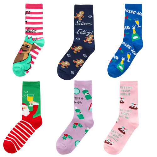 Ladies Christmas Design Socks (1 Pair) (Assorted Designs) Ladies Christmas Design Socks (1 Pair) (Assorted Designs)