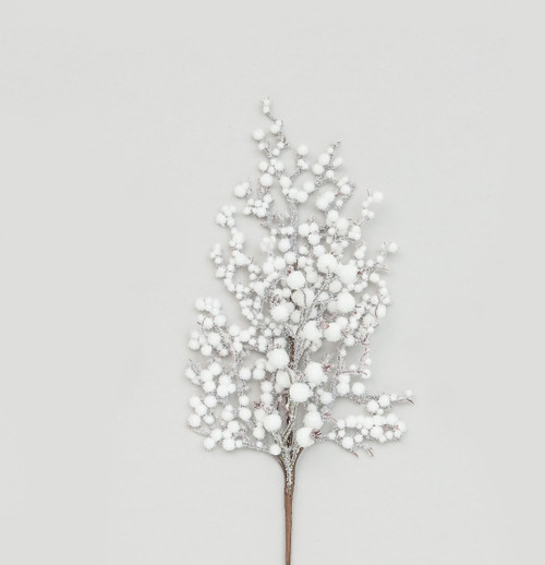 Flocked Berry Spray White (66cm)