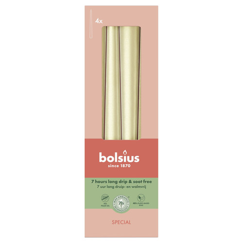 Bolsius Tapered Candles White Silver (245 x 24mm) Bolsius Tapered Candles White Silver (245 x 24mm)