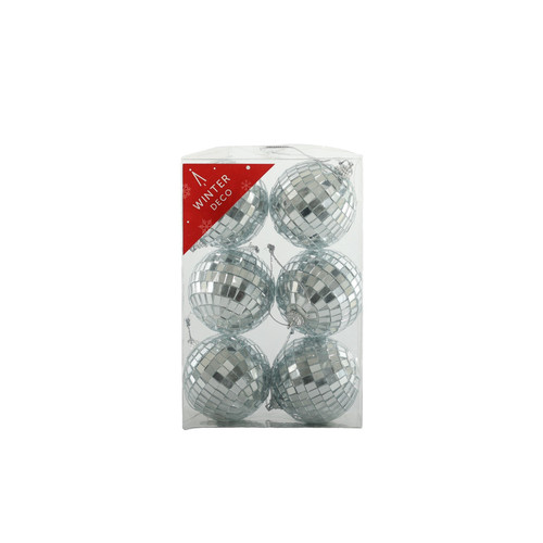 Silver Disco Baubles (6cm)