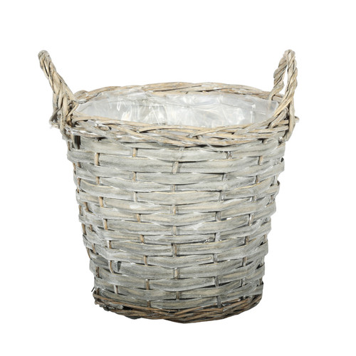Round Grey-Wash Willow Basket (20cm Dia)