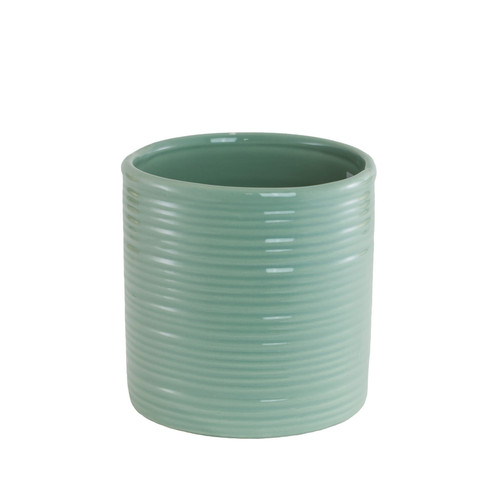 Light Green Small Ribbed Pot (13.5cm)