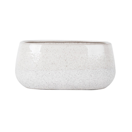 Hortus White Bordeaux Stoneware Pot (13cm H x 26cm Dia)