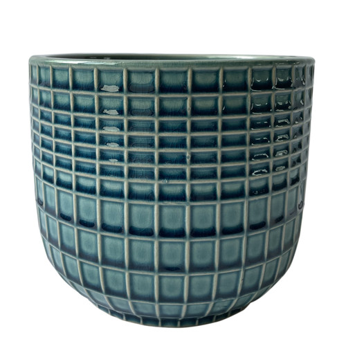 Hortus Blue/Green Braga Pot (17cm H x 19.5cm Dia)