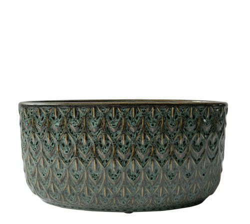 Hortus Nazare Olive Green Pot (13.5cm H x 12cm W x 27cm L)