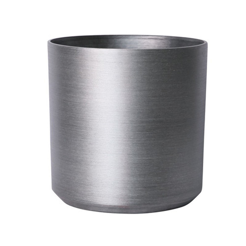 	Brushed Steel Metallic Look Cylinder Planter (28cm)