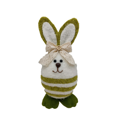 Green & White Stripy Bunny Rabbit with Bow